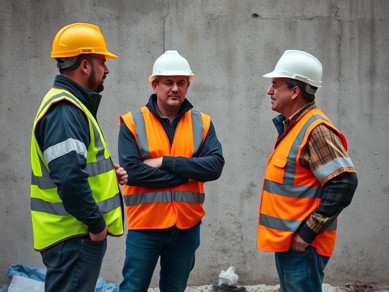 Deux professionnels du bâtiment discutant sur un chantier